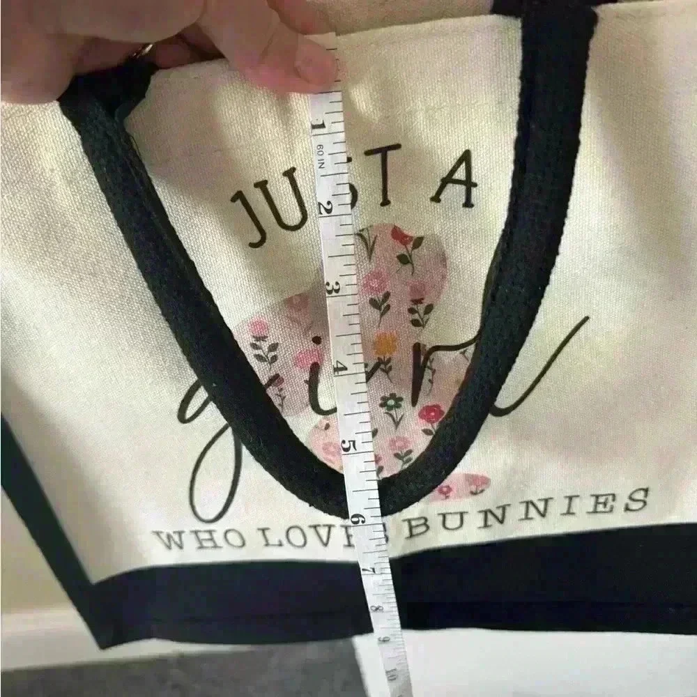 Canvas Tote Bag, Bunny Design for Bunny Lovers - Picture 4 of 6